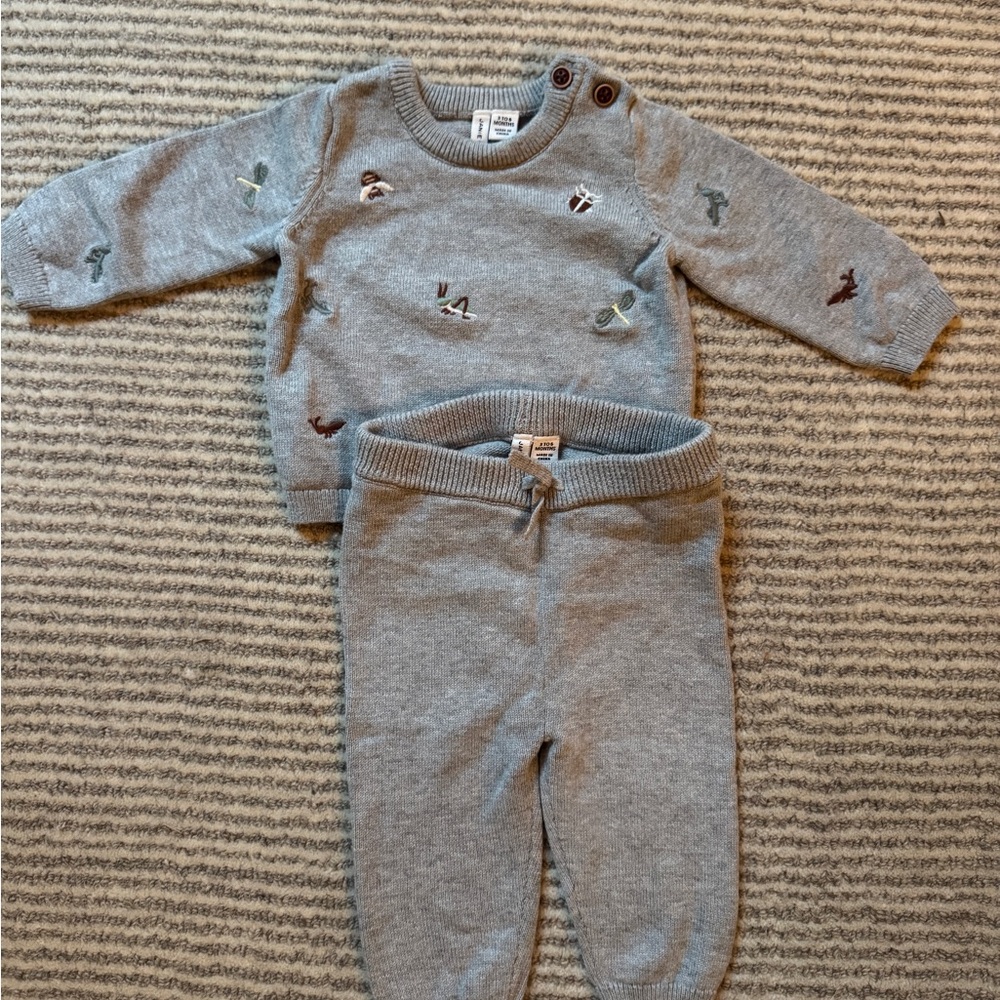 Janie and Jack Gray Kids Matching Set